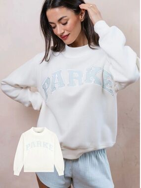 *SOLD OUT* Parke Bridal Varsity Mockneck HONEYMOON Sweatshirt size: L/XL NWT